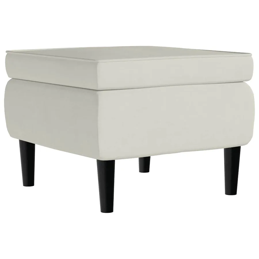 Fauteuil à oreilles avec tabouret crème velours - 8