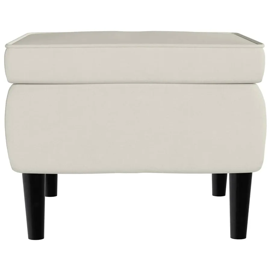 Fauteuil à oreilles avec tabouret crème velours - 9