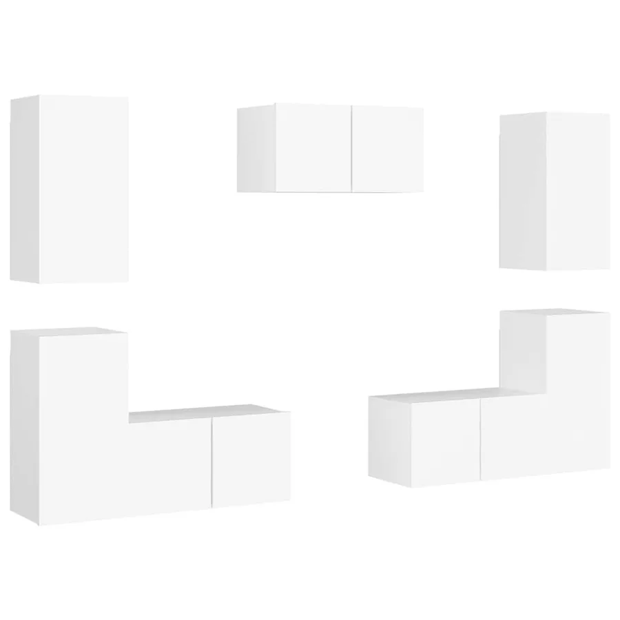 Ensemble de meubles TV 7 pcs Blanc Bois d'ingénierie - 2