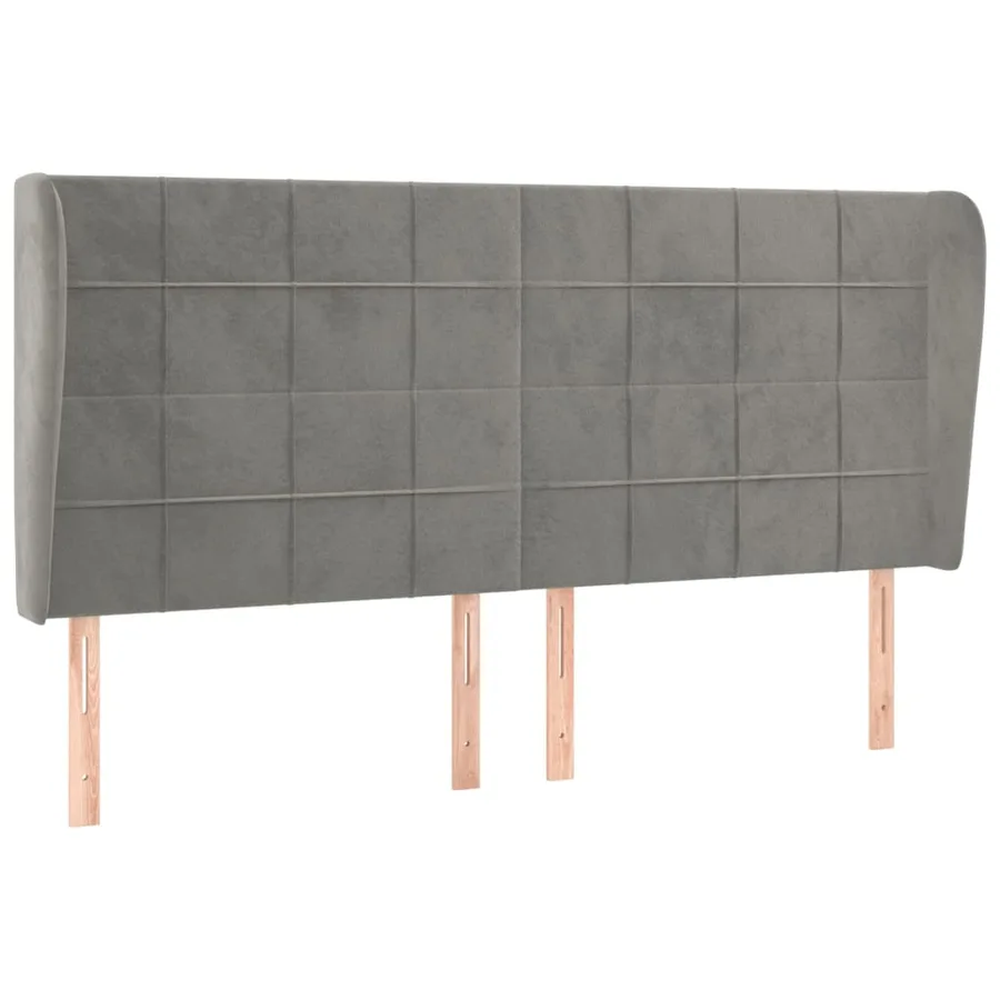 Tête de lit avec oreilles Gris clair 203x23x118/128 cm Velours - 2