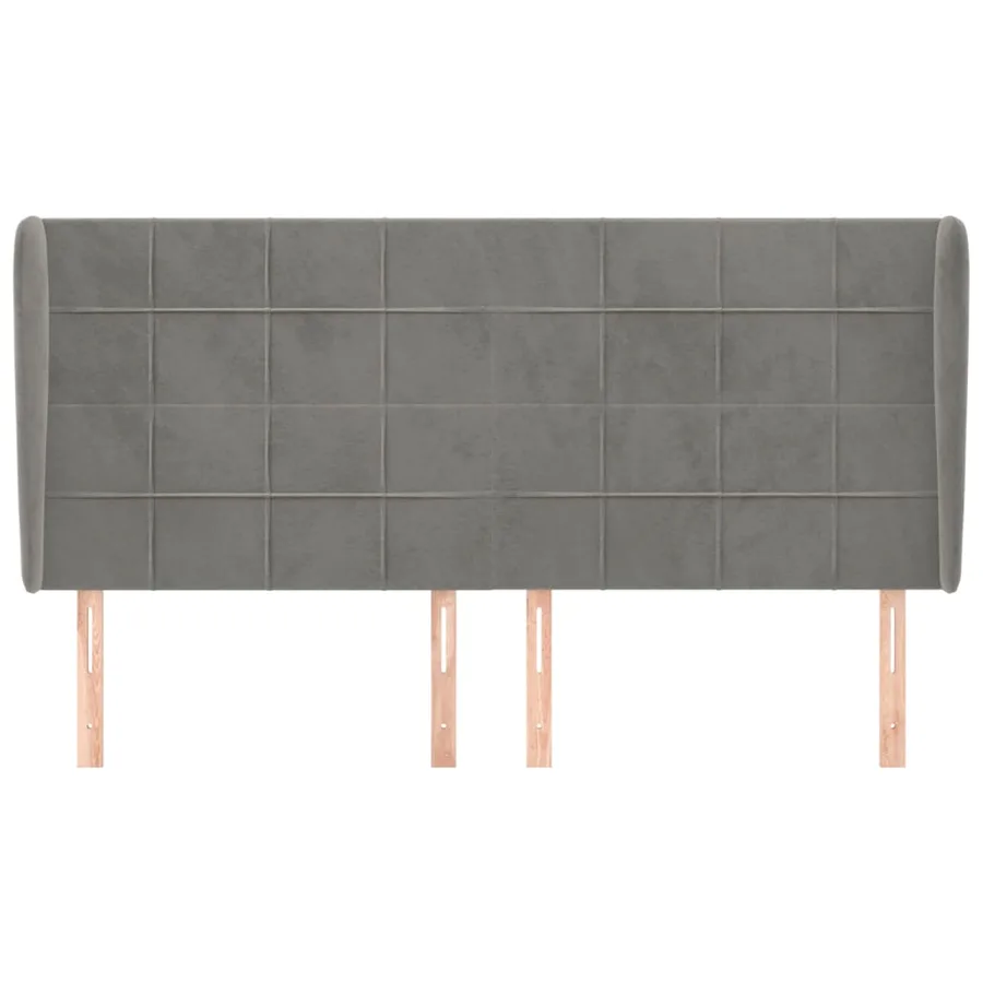 Tête de lit avec oreilles Gris clair 203x23x118/128 cm Velours - 3