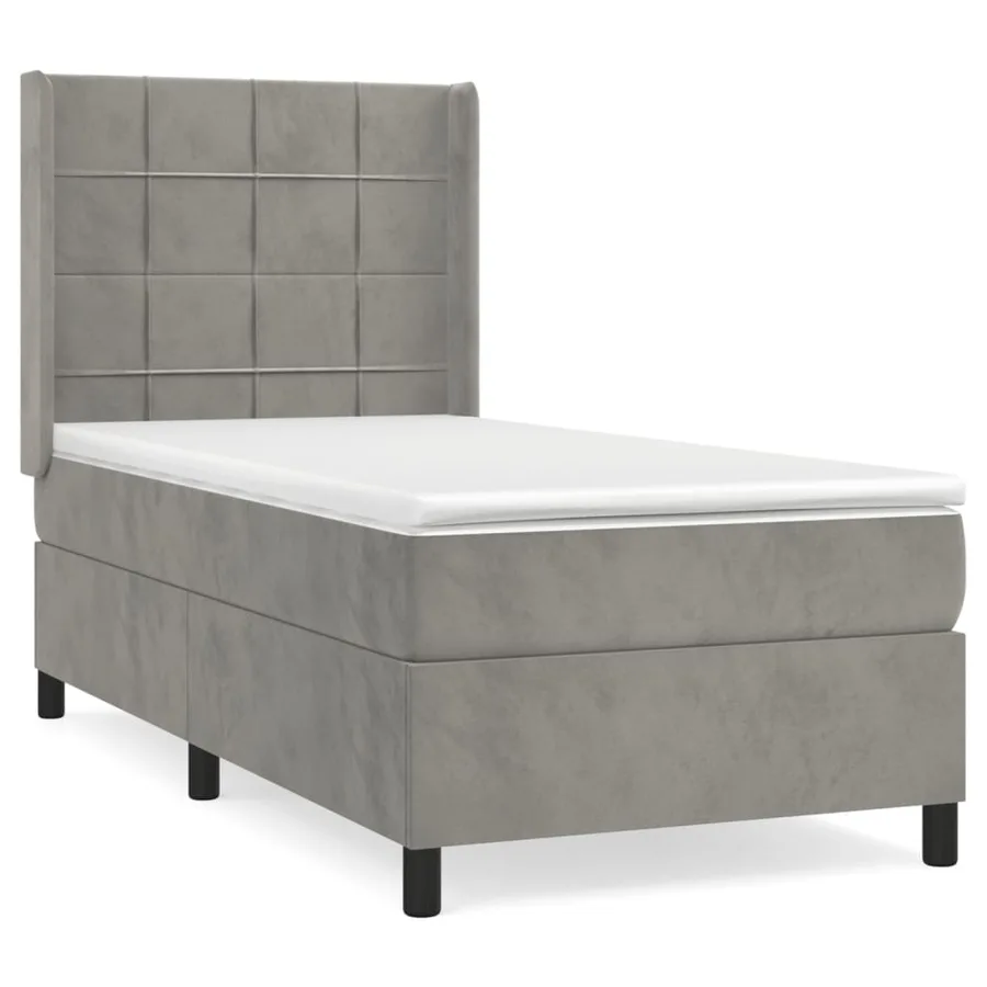 Sommier à lattes de lit et matelas Gris clair 100x200cm Velours - 2