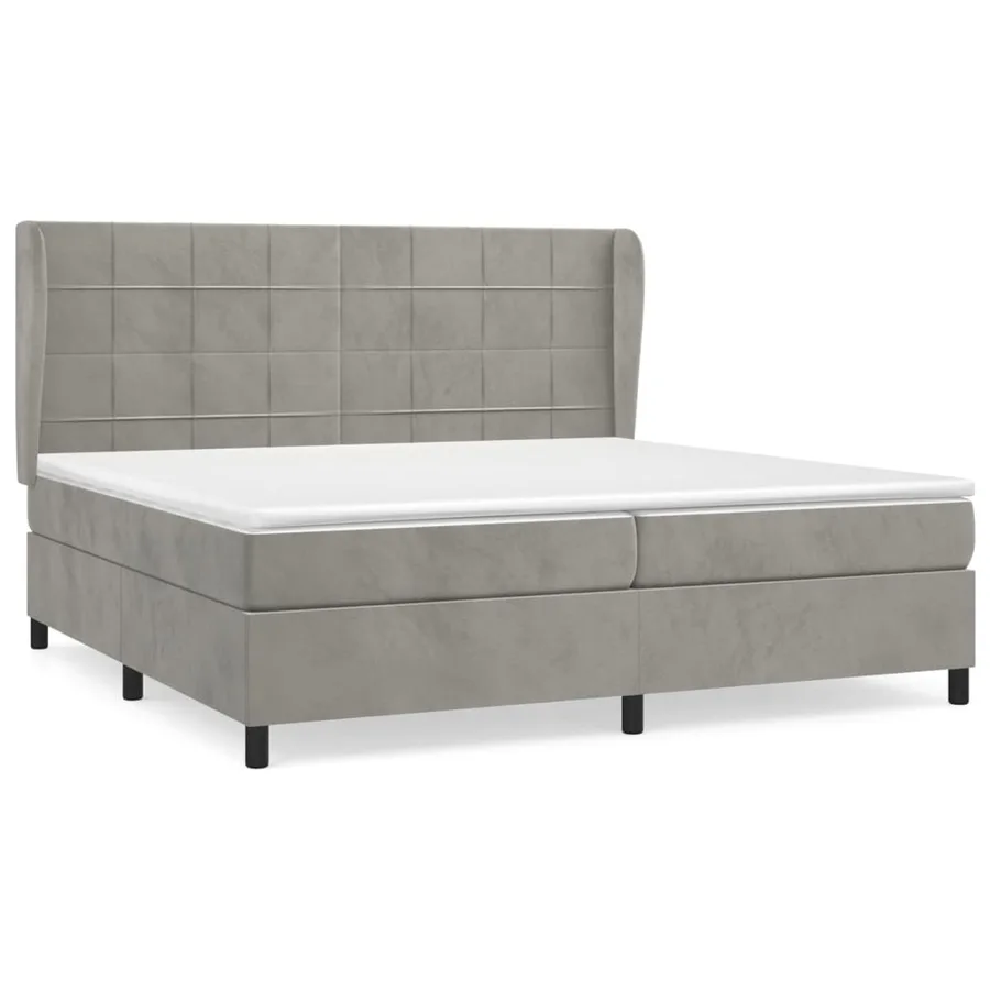 Sommier à lattes de lit et matelas Gris clair 200x200cm Velours - 2