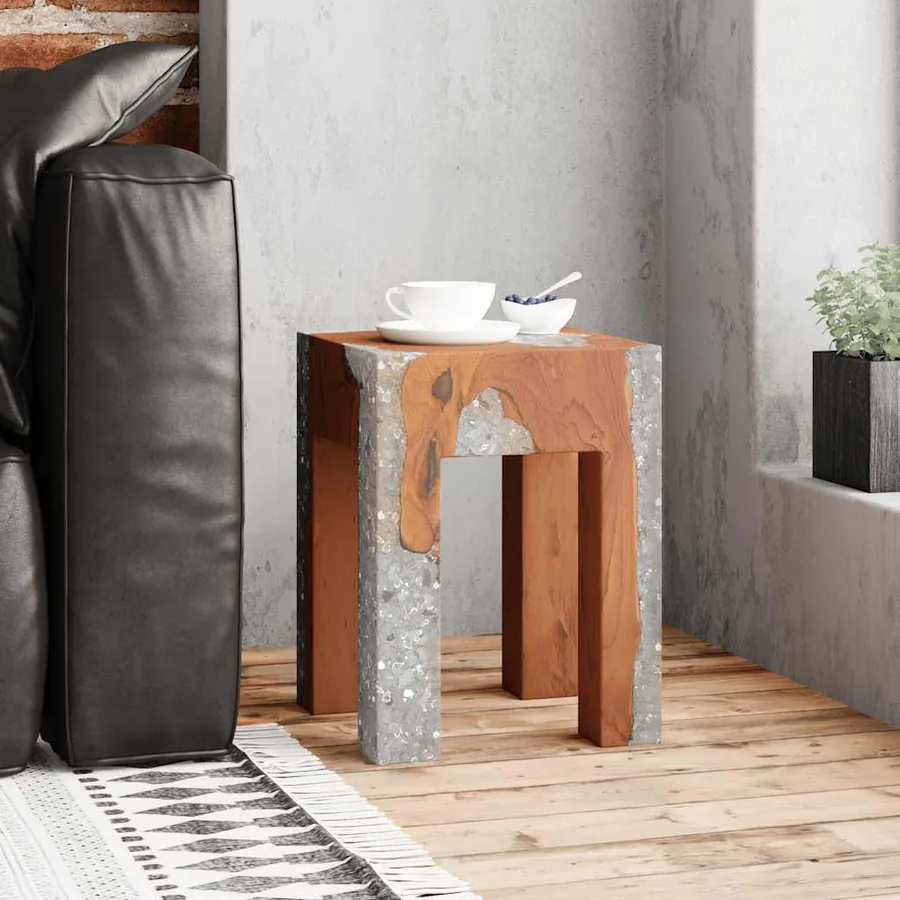 Tabouret Bois de teck massif et résine