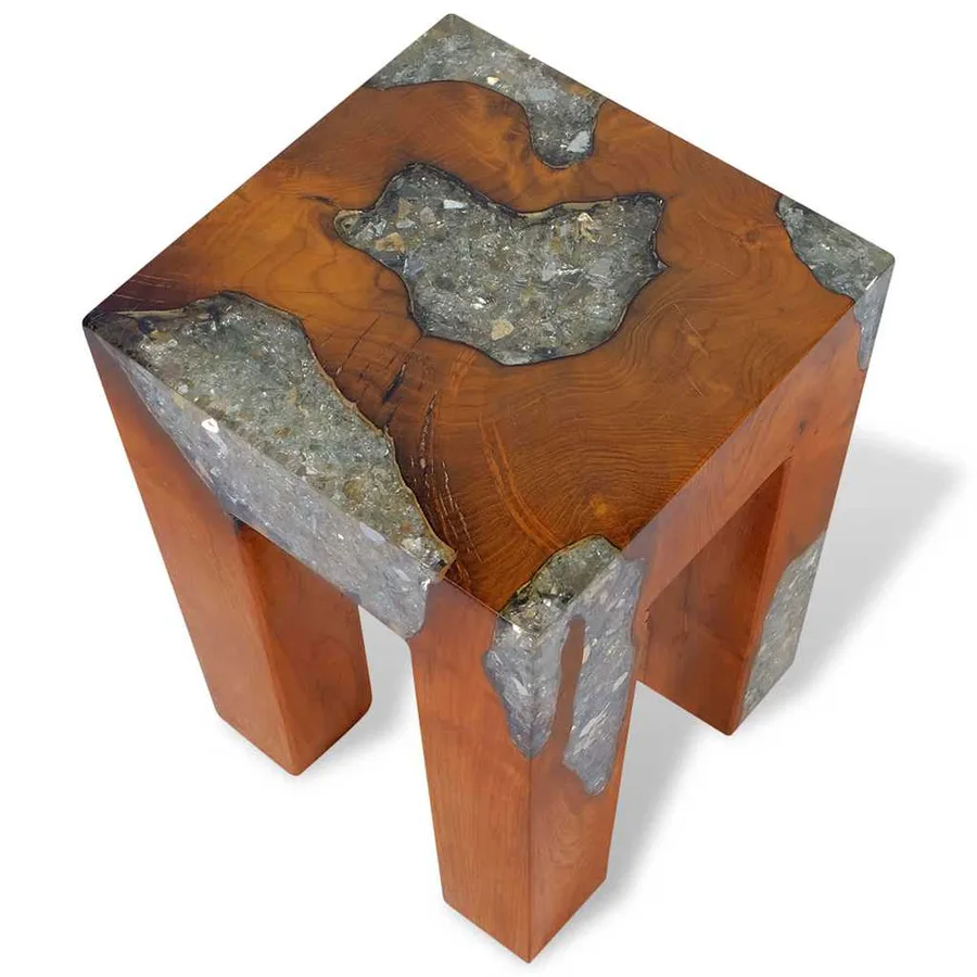 Tabouret Bois de teck massif et résine - 10