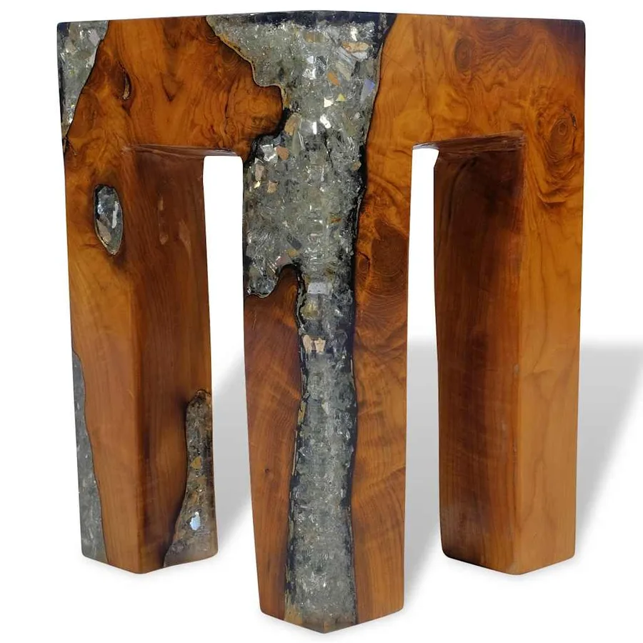 Tabouret Bois de teck massif et résine - 11
