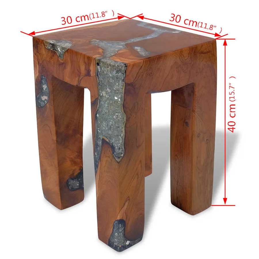 Tabouret Bois de teck massif et résine - 13