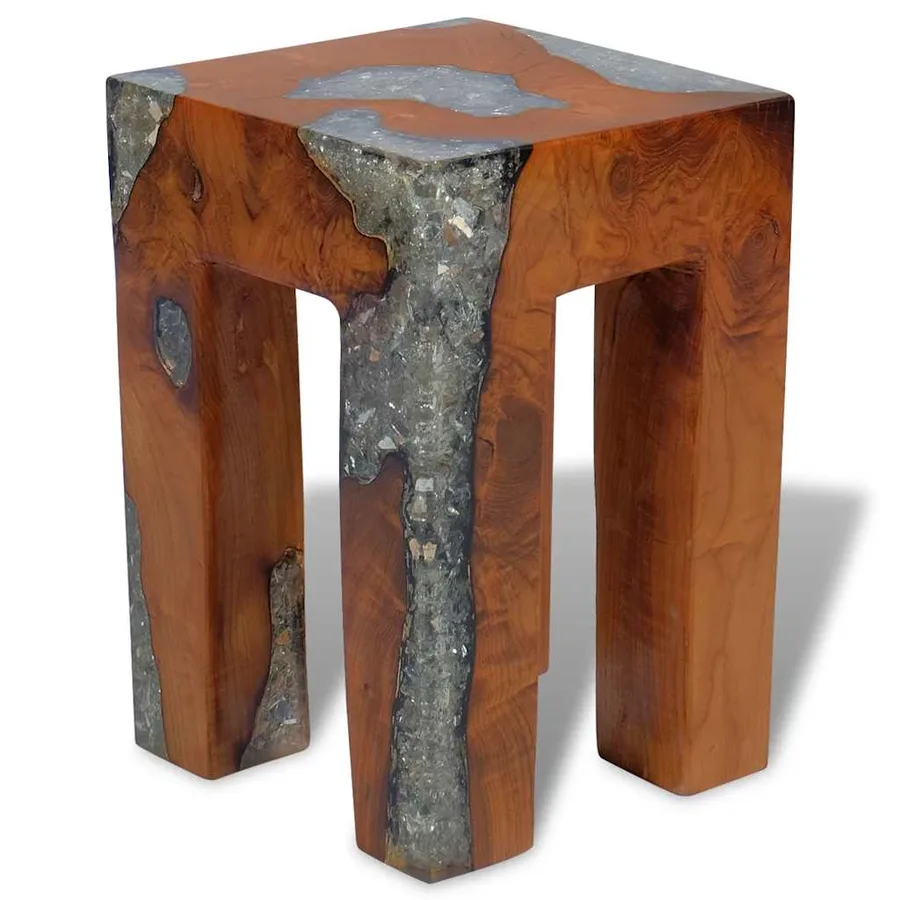 Tabouret Bois de teck massif et résine - 5