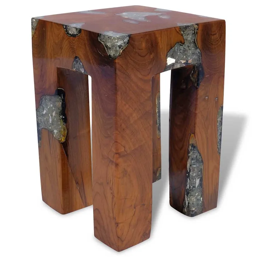 Tabouret Bois de teck massif et résine - 6
