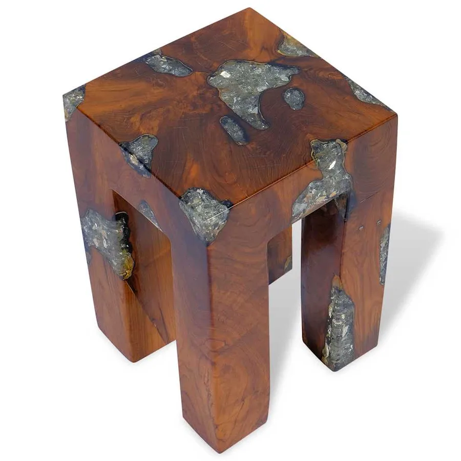 Tabouret Bois de teck massif et résine - 9