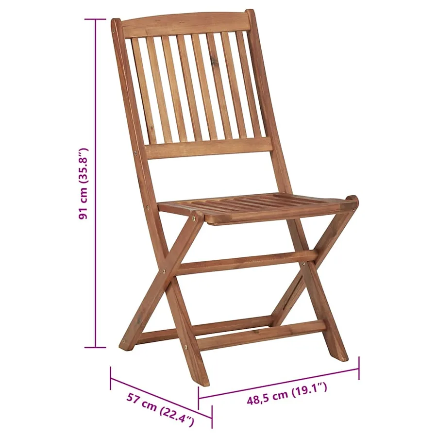 Chaises pliables de jardin lot de 6 avec coussins Bois d'acacia - 14