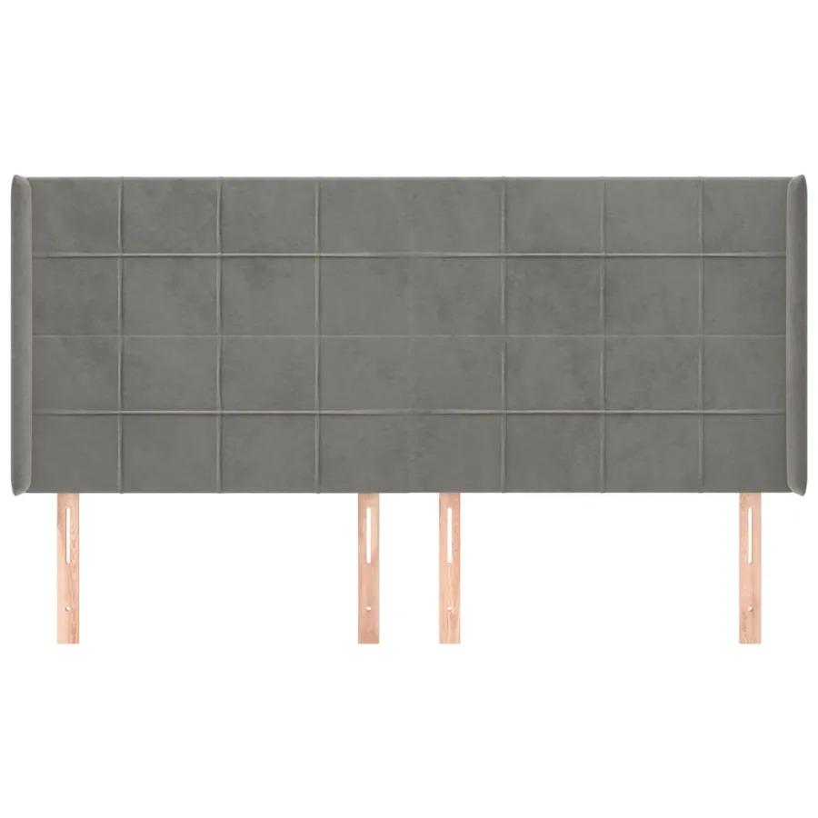 Tête de lit avec oreilles Gris clair 203x16x118/128 cm Velours - 3