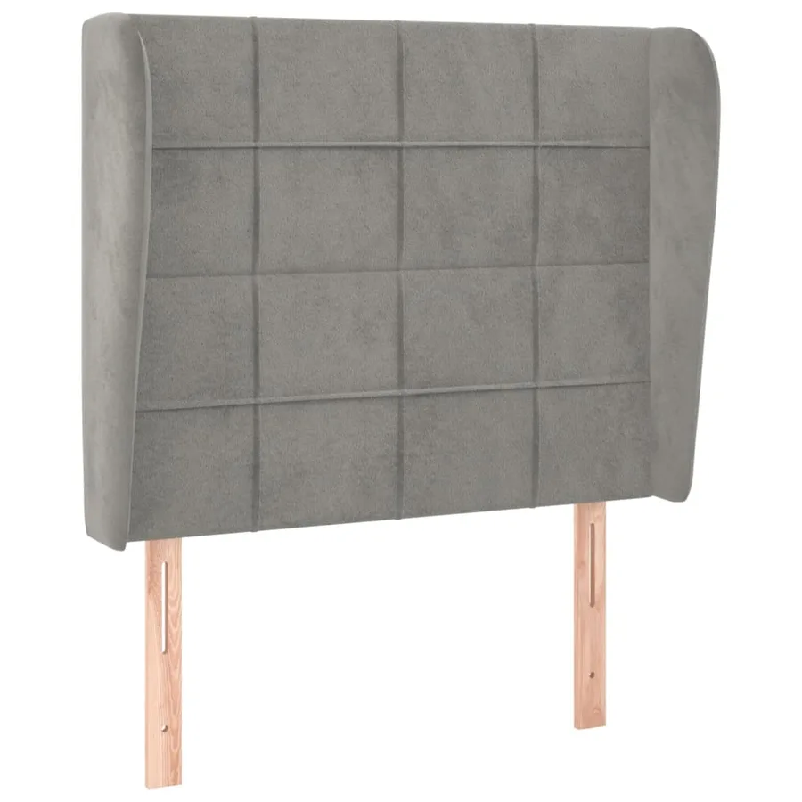 Tête de lit avec oreilles Gris clair 103x23x118/128 cm Velours - 2