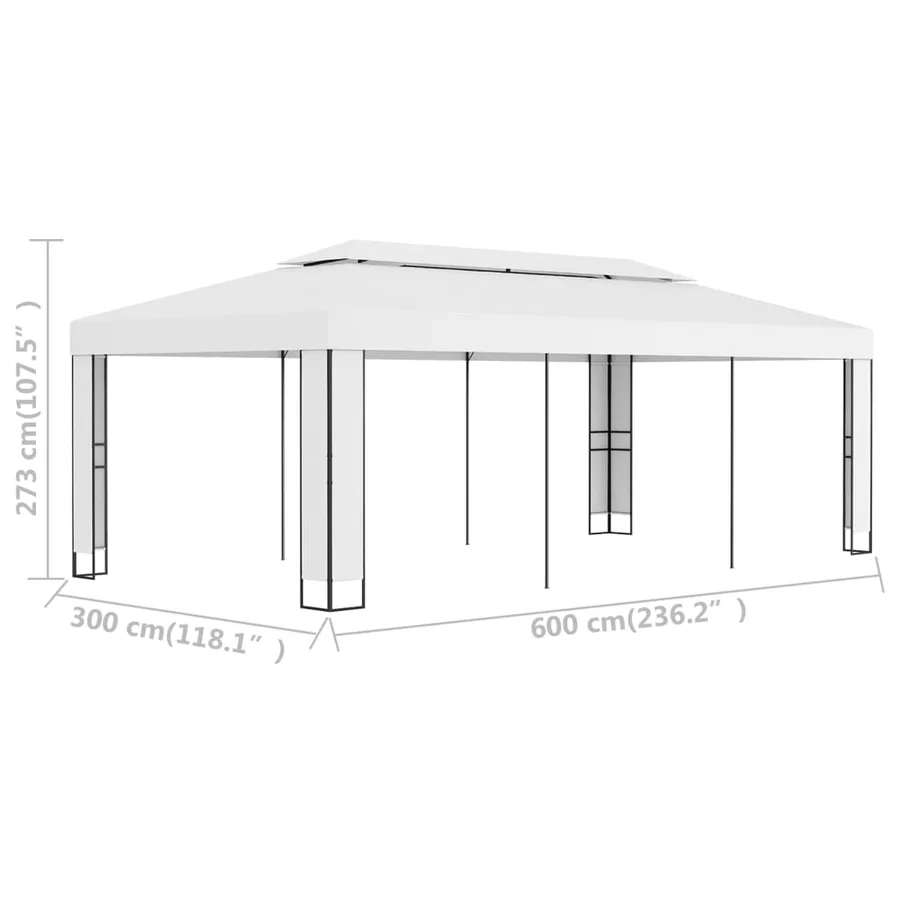 Tonnelle avec toit double 3x6 m Blanc - 6