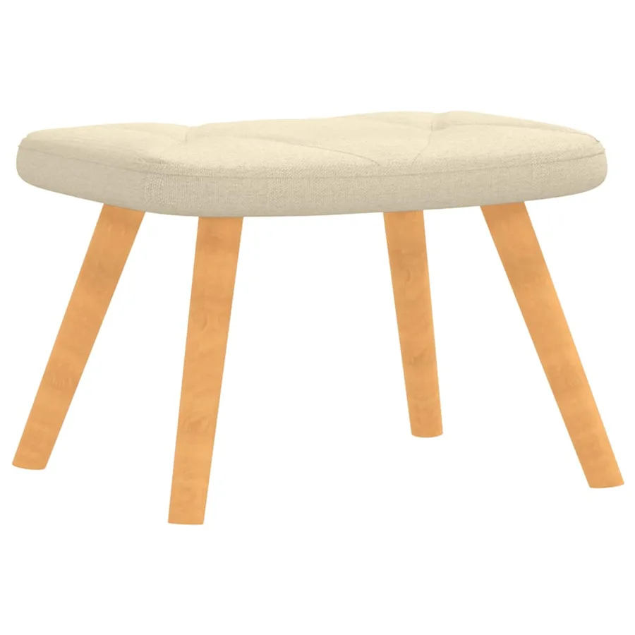 Chaise de relaxation avec tabouret Crème Tissu - 6