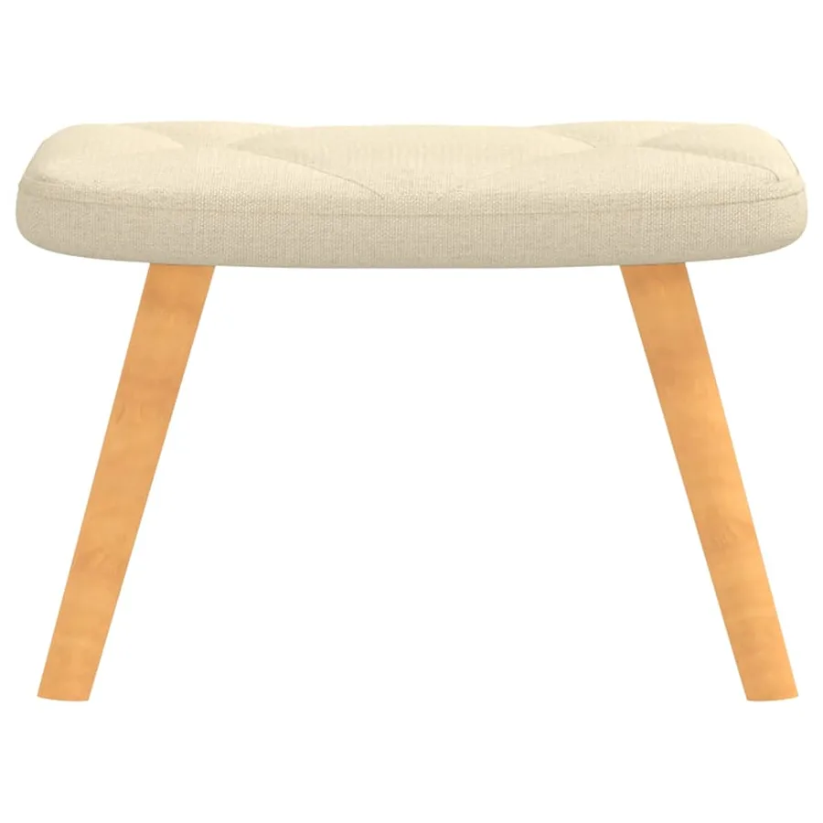 Chaise de relaxation avec tabouret Crème Tissu - 7