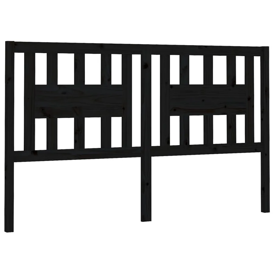 Tête de lit Noir 126x4x100 cm Bois massif de pin - 2