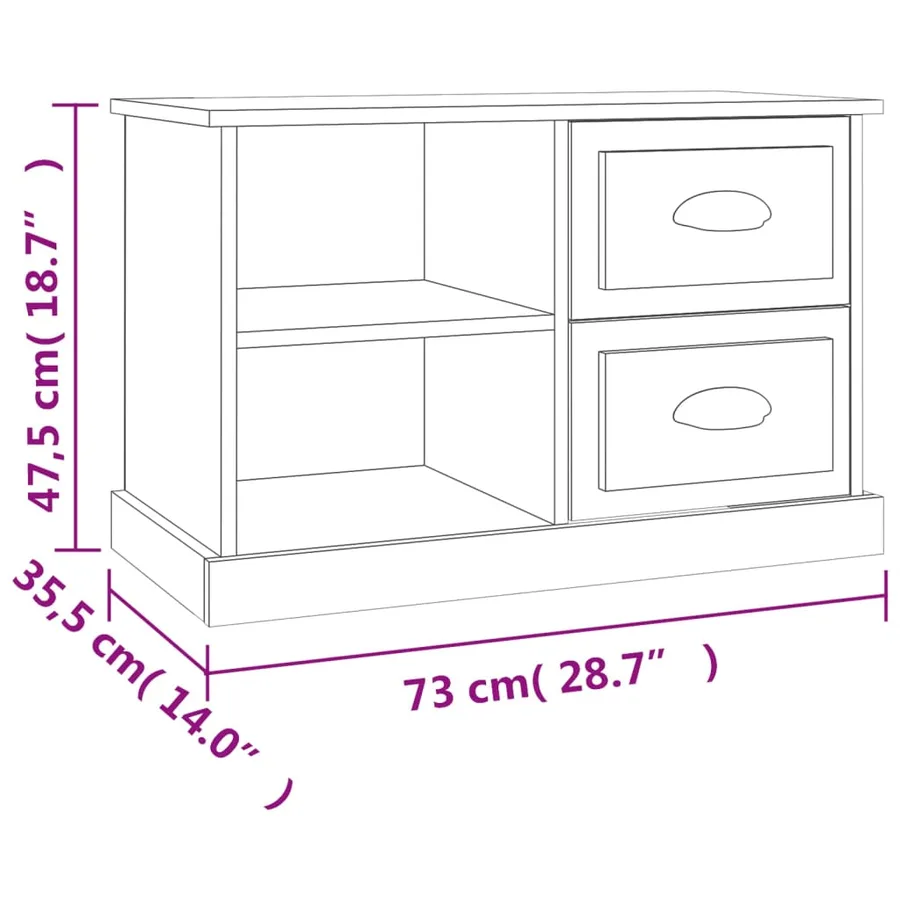 Meuble TV blanc 73x35,5x47,5 cm bois d'ingénierie - 11