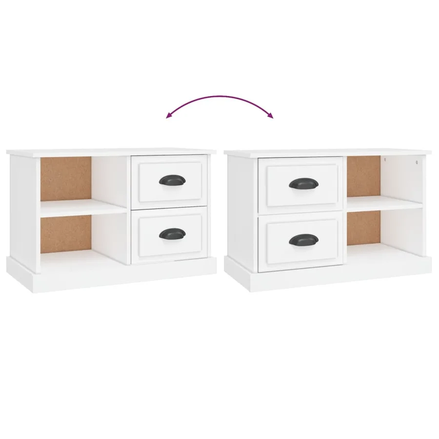Meuble TV blanc 73x35,5x47,5 cm bois d'ingénierie - 9