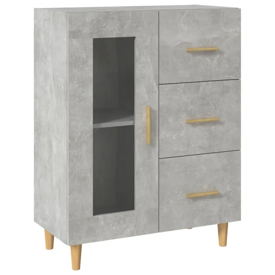 Buffet gris béton 69,5x34x90 cm bois d'ingénierie - 2