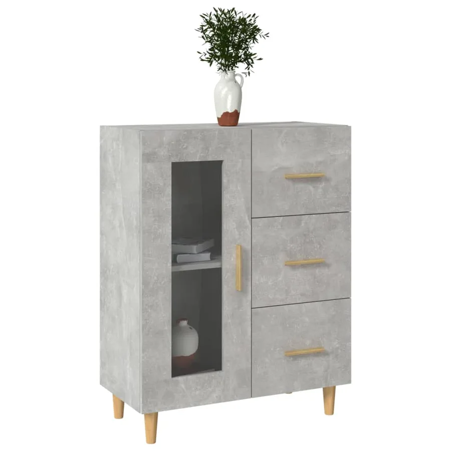 Buffet gris béton 69,5x34x90 cm bois d'ingénierie - 4