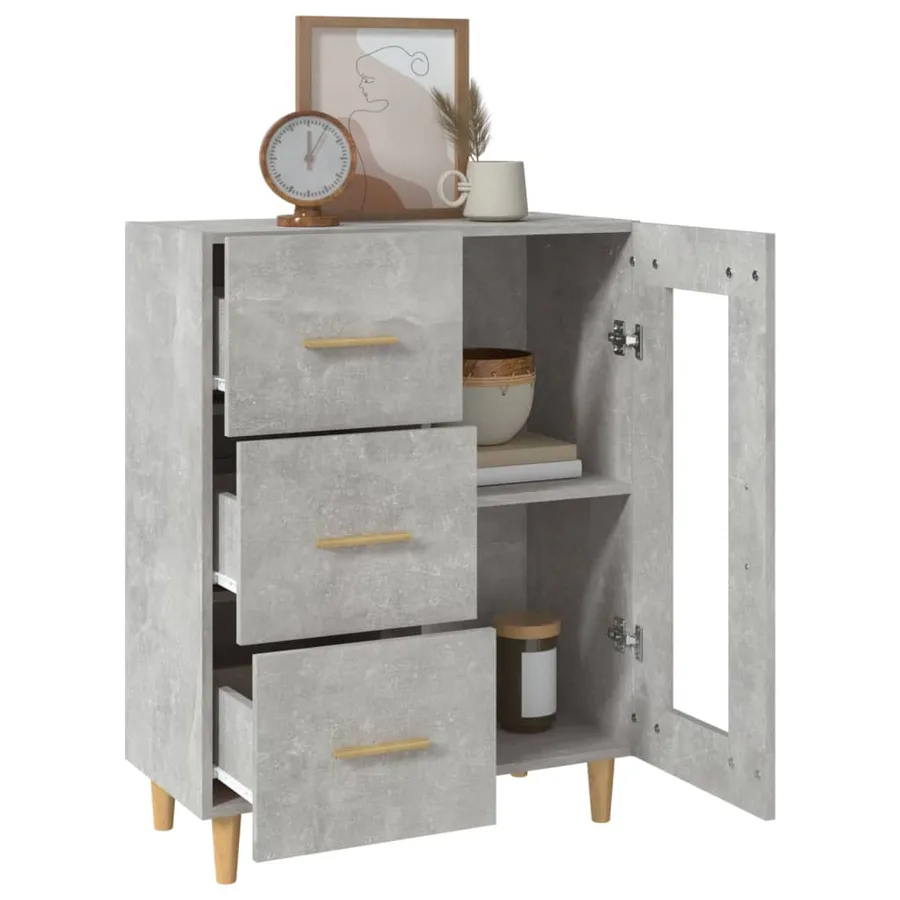 Buffet gris béton 69,5x34x90 cm bois d'ingénierie - 5