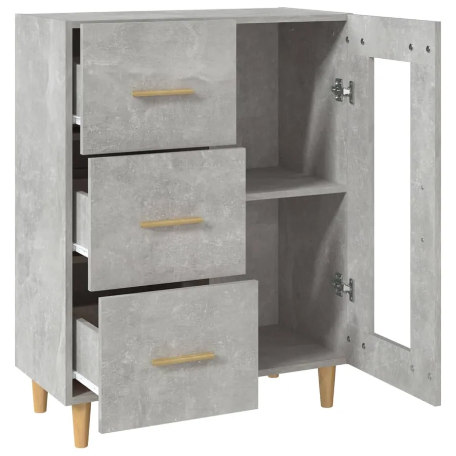 Buffet gris béton 69,5x34x90 cm bois d'ingénierie - 8