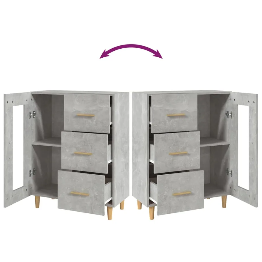Buffet gris béton 69,5x34x90 cm bois d'ingénierie - 9