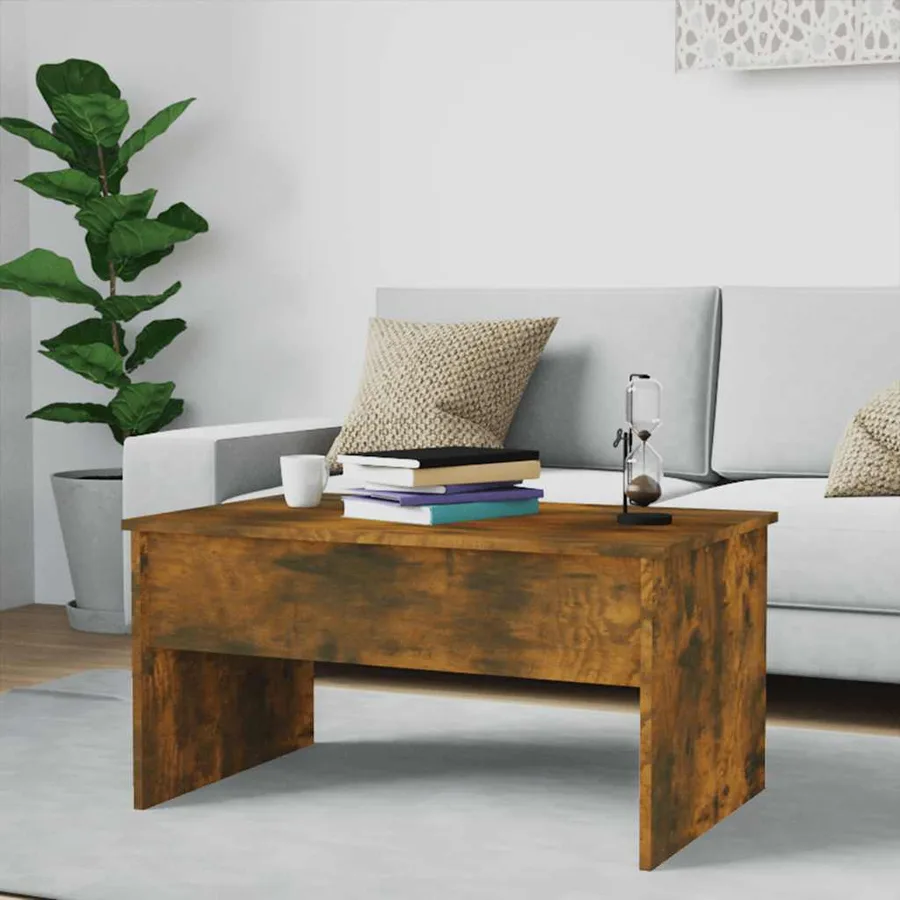 Table basse Chêne fumé 80x50,5x41,5 cm Bois d'ingénierie - 8