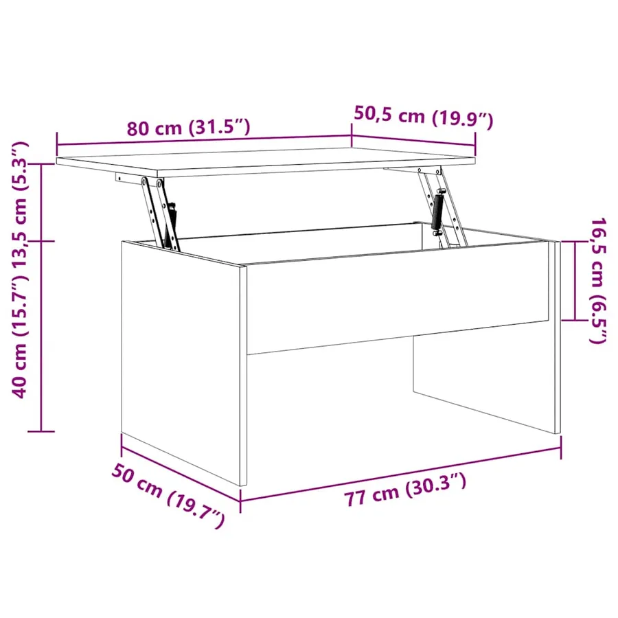 Table basse Chêne fumé 80x50,5x41,5 cm Bois d'ingénierie - 9