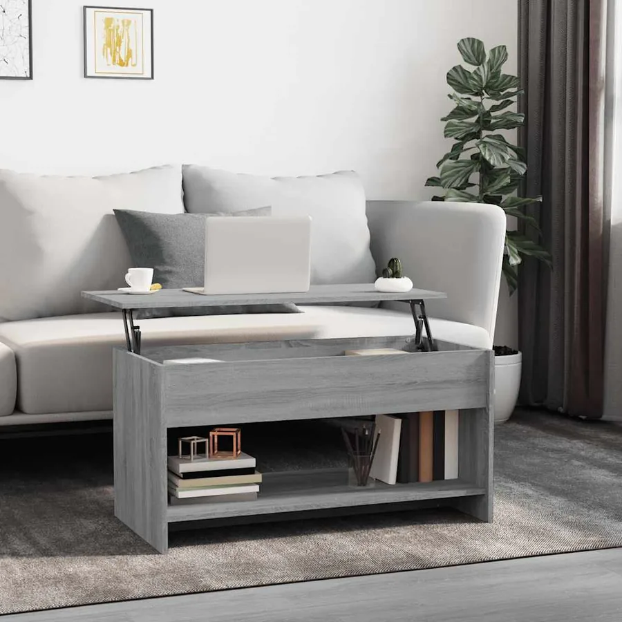 Table basse sonoma gris 102x50x52,5 cm bois d'ingénierie