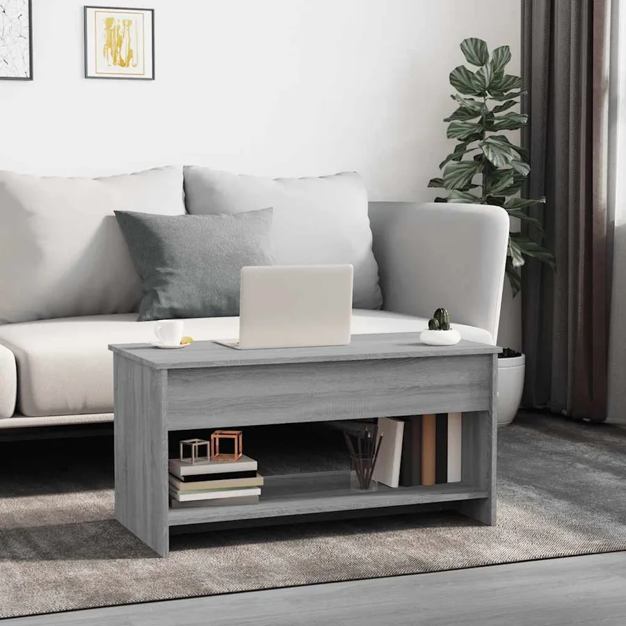 Table basse sonoma gris 102x50x52,5 cm bois d'ingénierie - 3