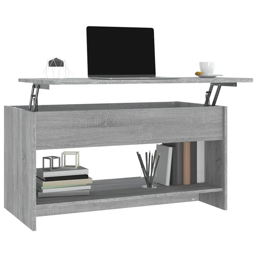 Table basse sonoma gris 102x50x52,5 cm bois d'ingénierie - 4