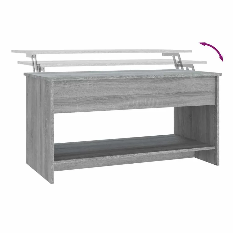 Table basse sonoma gris 102x50x52,5 cm bois d'ingénierie - 8