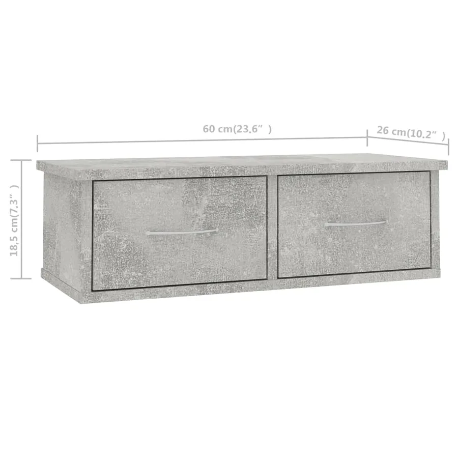 Étagère murale avec tiroirs Gris béton Bois d'ingénierie - 7