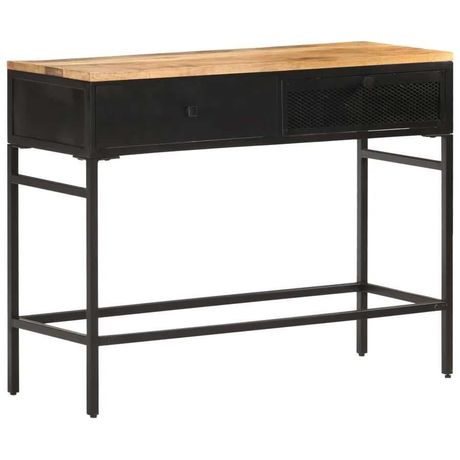 Buffet 100x35x77 cm Bois de manguier massif brut - 9