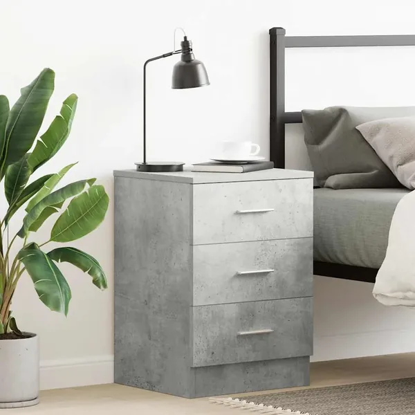 Table de chevet Gris béton 38x35x56 cm Bois d'ingénierie