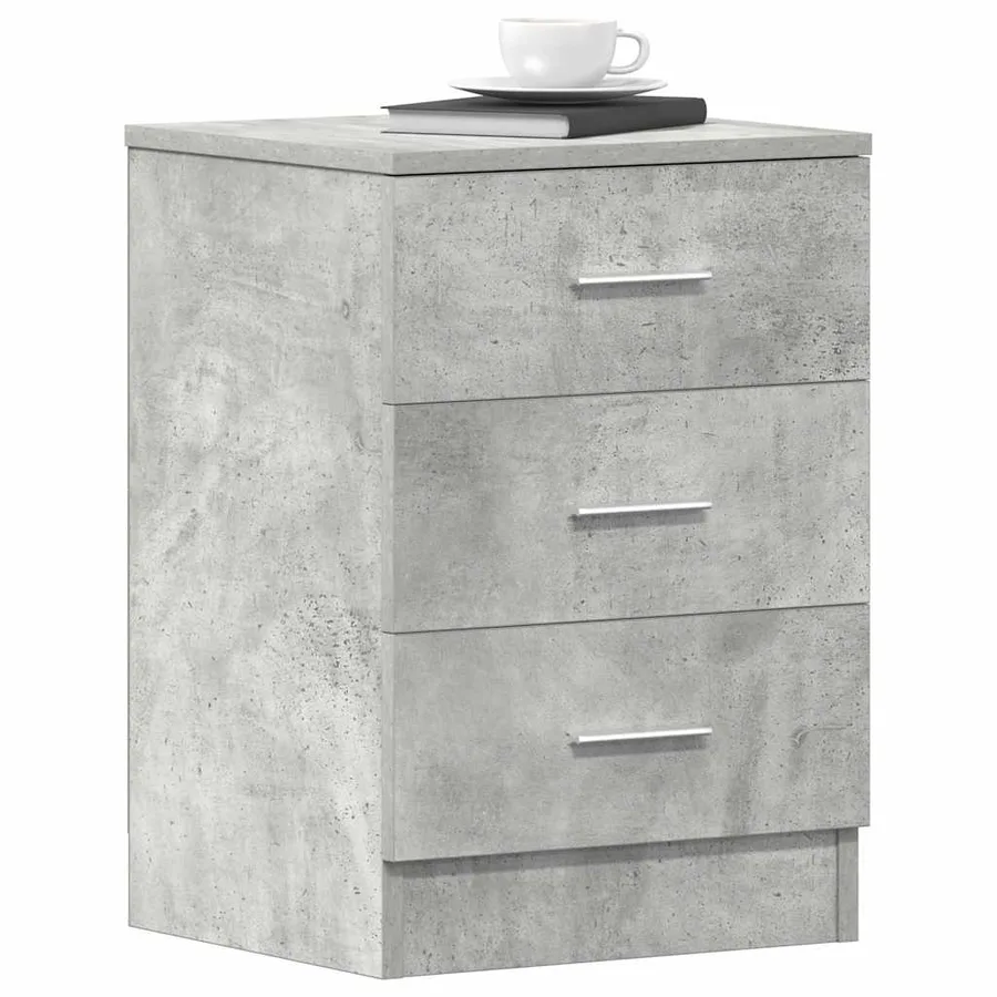 Table de chevet Gris béton 38x35x56 cm Bois d'ingénierie - 4