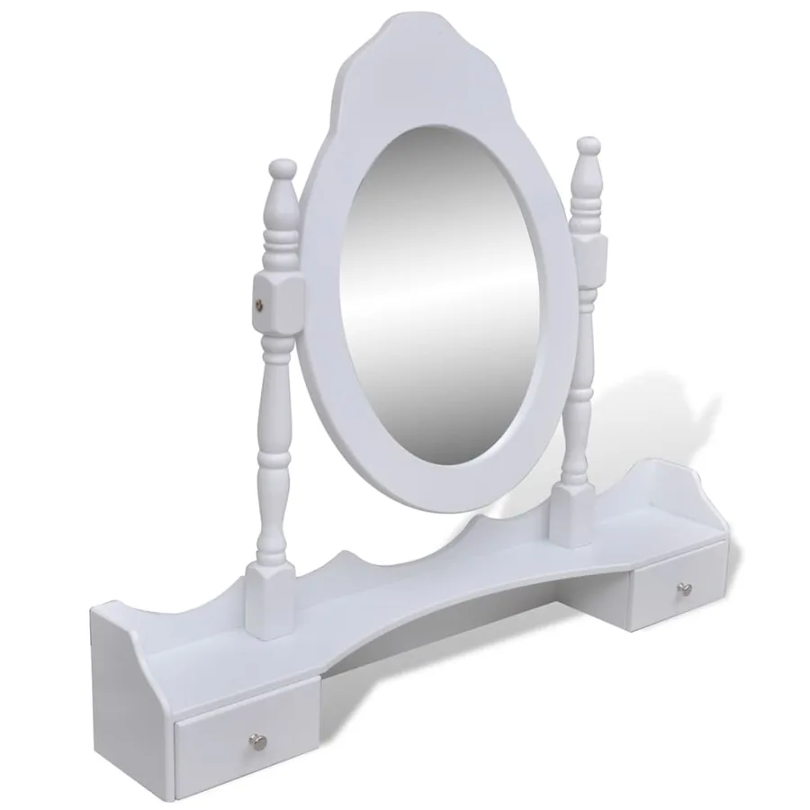 Coiffeuse avec miroir et tabouret 7 tiroirs Blanc - 6
