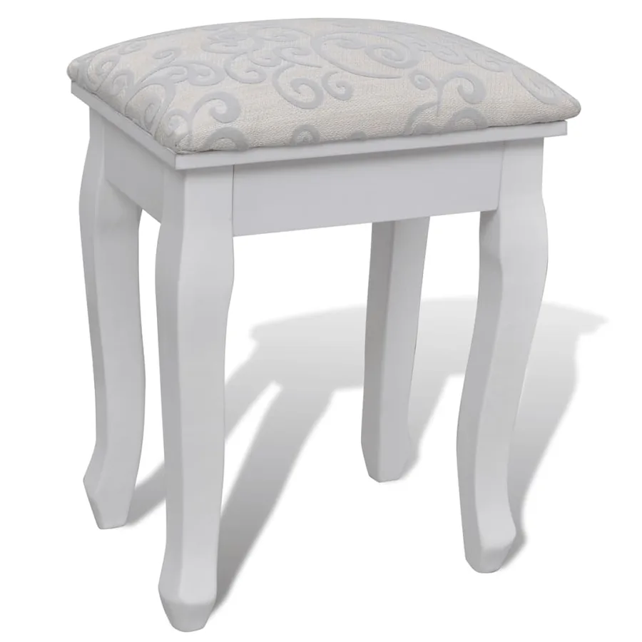 Coiffeuse avec miroir et tabouret 7 tiroirs Blanc - 7
