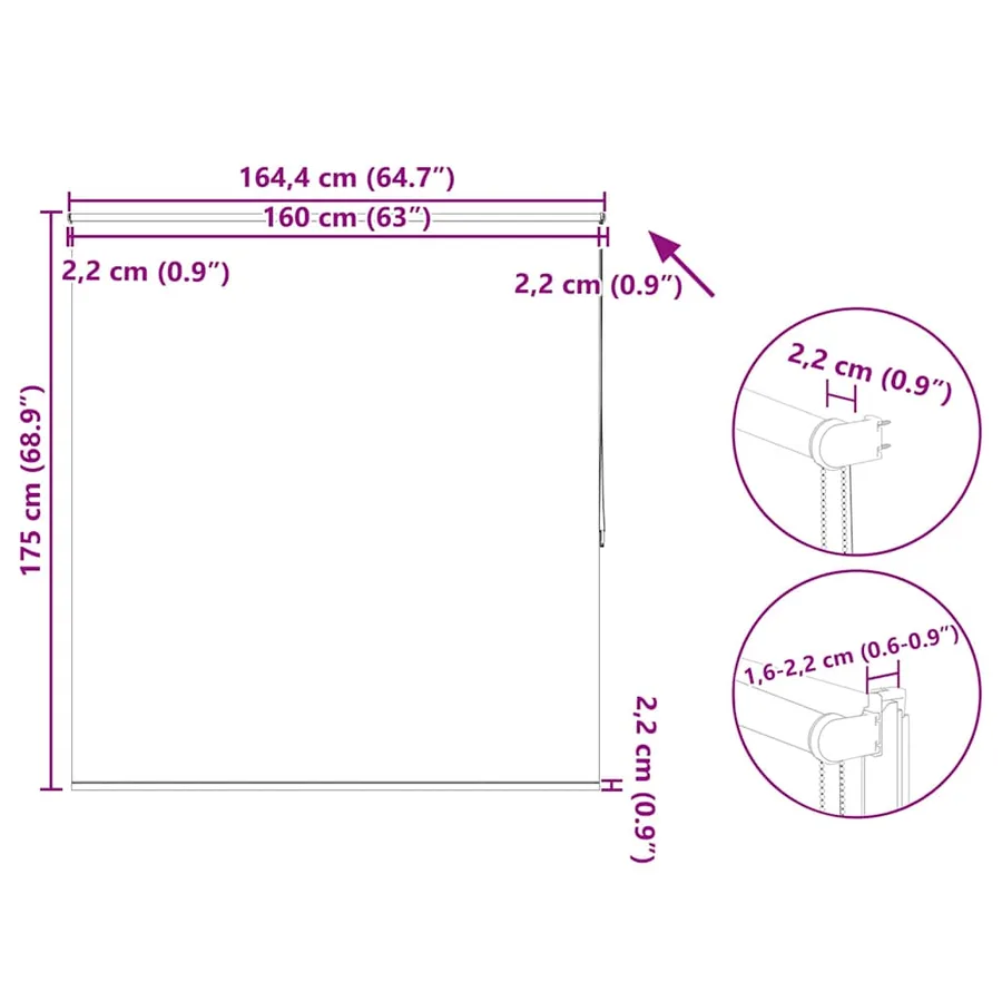 Store enrouleur occultant 164,4 x 175 cm, largeur du tissu 160 cm, noir - 18