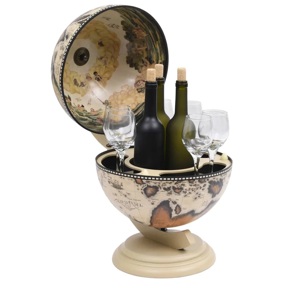 Support de vin globe de dessus de table Bois d'eucalyptus Blanc - 3