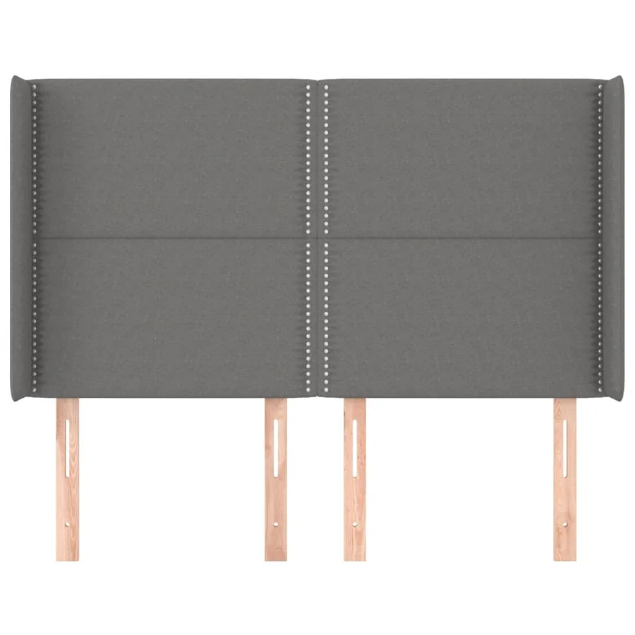 Tête de lit avec oreilles Gris foncé 147x16x118/128 cm Tissu - 3
