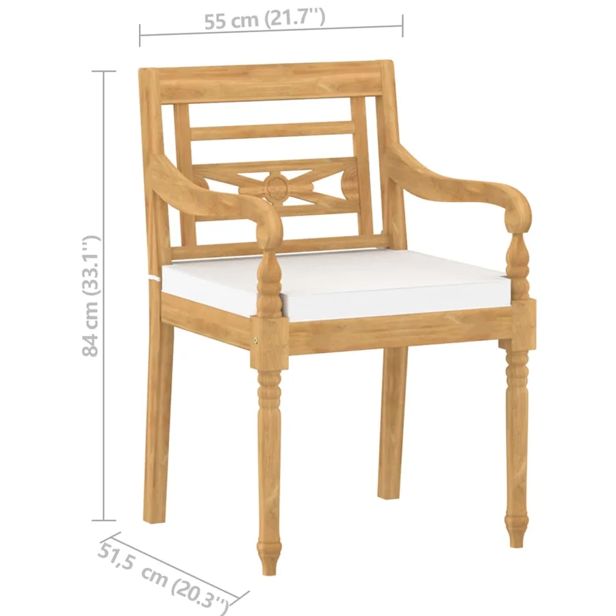Chaises Batavia lot de 4 avec coussins Bois de teck solide - 8