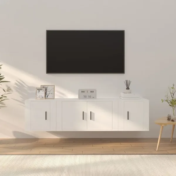 Ensemble de meubles TV 3 pcs Blanc Bois d'ingénierie