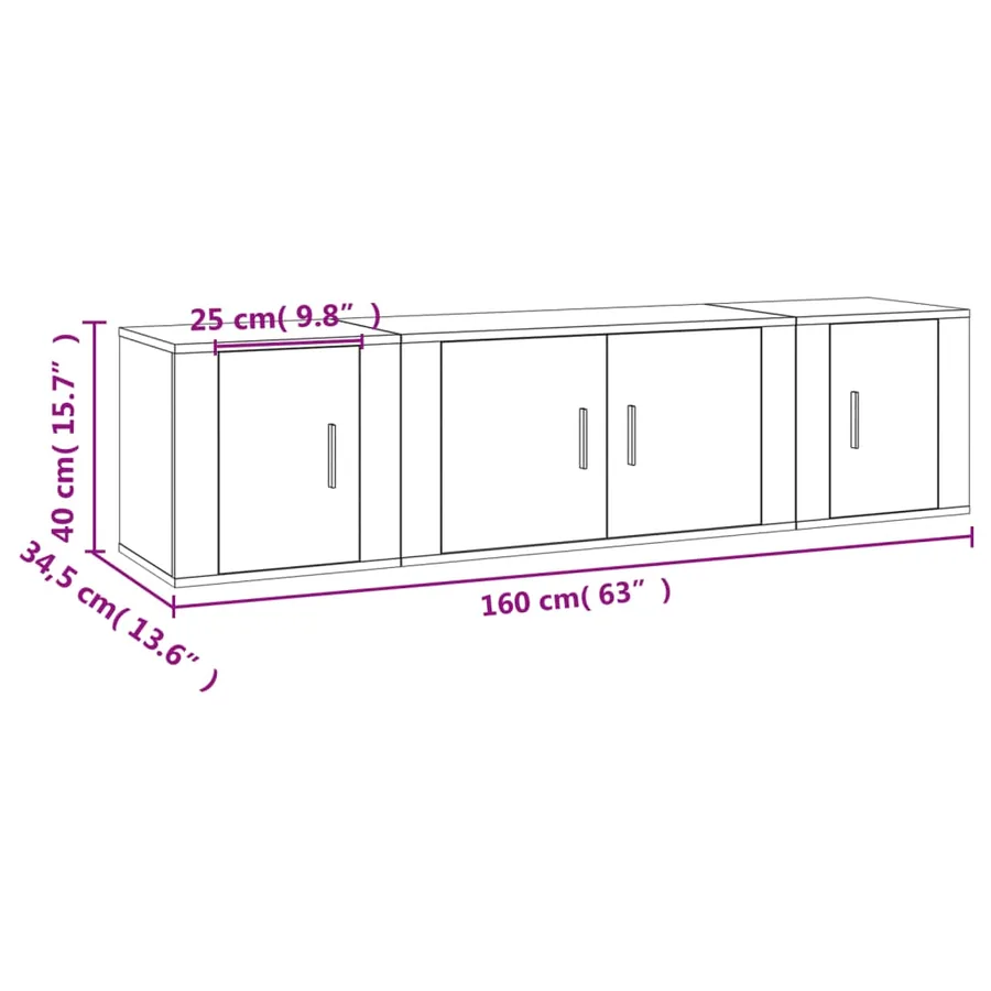 Ensemble de meubles TV 3 pcs Blanc Bois d'ingénierie - 10
