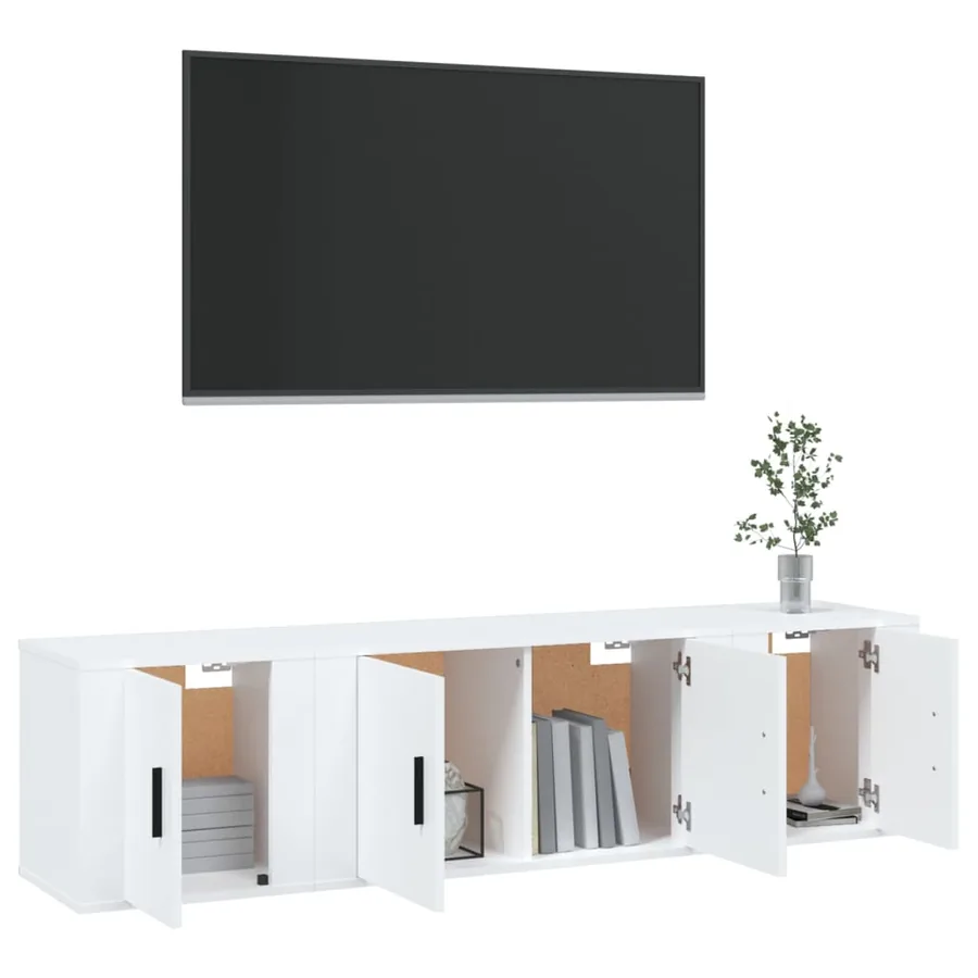 Ensemble de meubles TV 3 pcs Blanc Bois d'ingénierie - 3