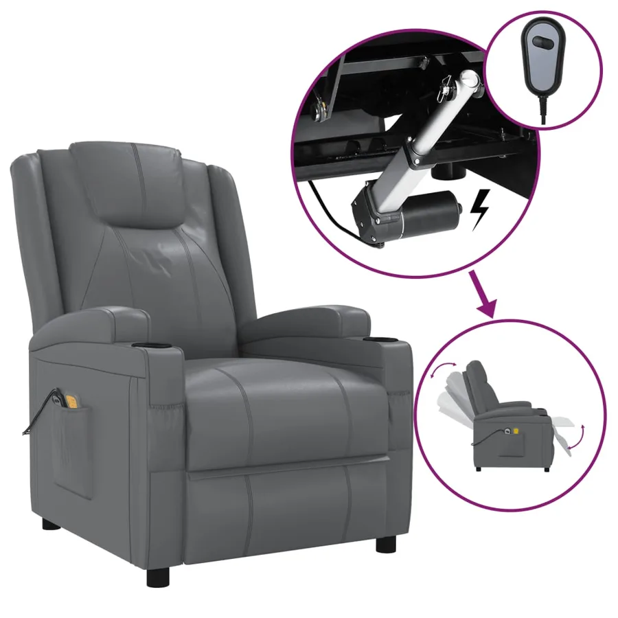Fauteuil de massage électrique Anthracite Similicuir - 2
