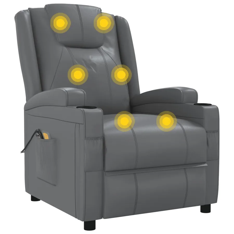 Fauteuil de massage électrique Anthracite Similicuir - 8