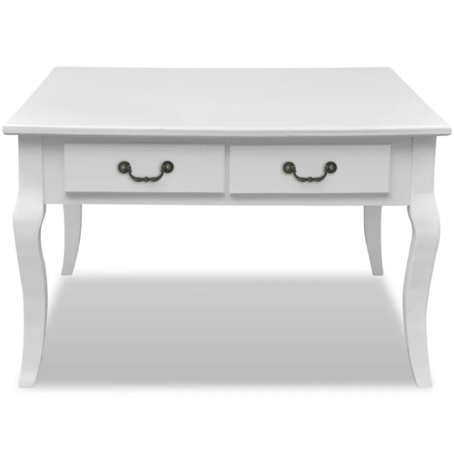 Table basse avec 4 tiroirs Blanc - 4